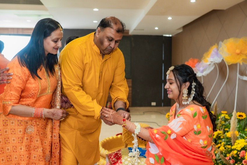 Achaman and Saumya — the haldi ceremony