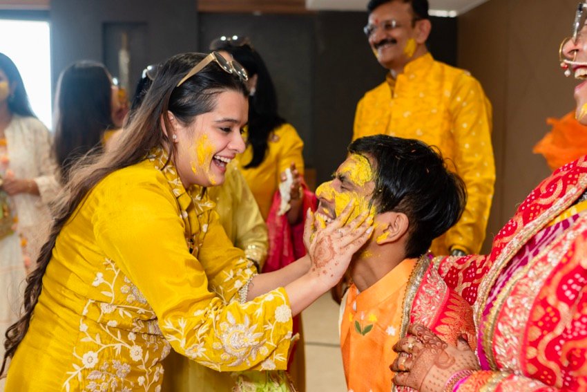 Achaman and Saumya — the haldi ceremony