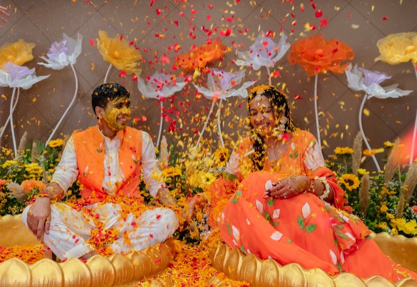 Achaman and Saumya — the haldi ceremony