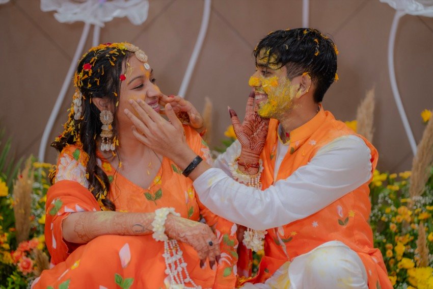 Achaman and Saumya — the haldi ceremony
