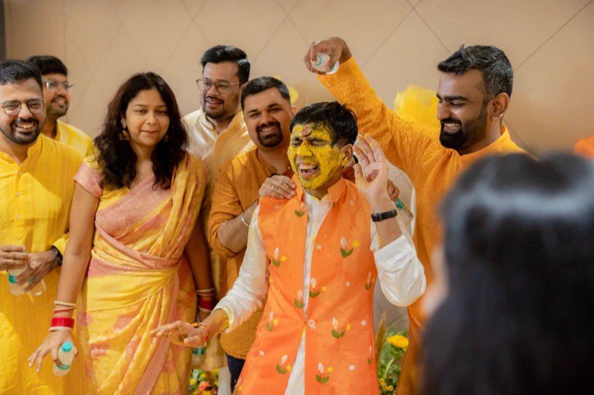 Achaman and Saumya — the haldi ceremony