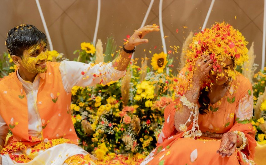 Achaman and Saumya — the haldi ceremony