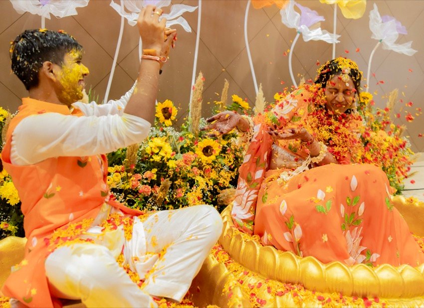 Achaman and Saumya — the haldi ceremony