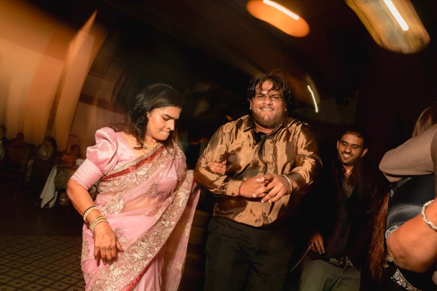 Guests dancing at the reception